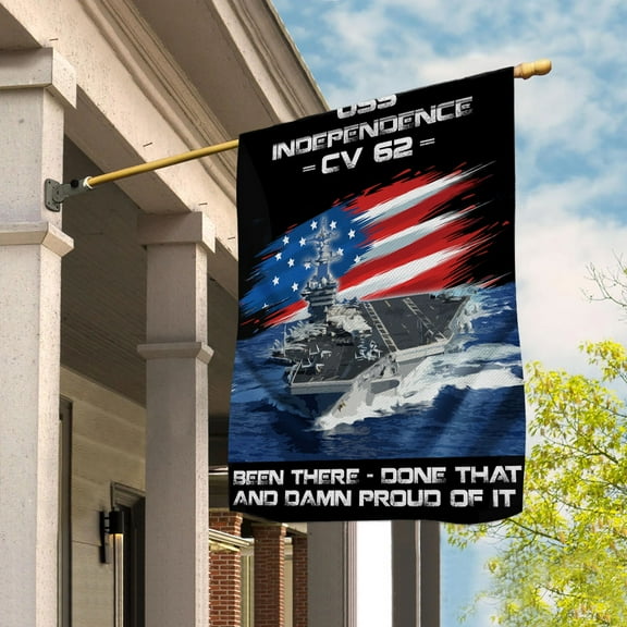 USS-INDEPENDENCE-CV-62 Veterans Day, Flag Ship 4th of July , Patriotic Flag House Flag (29.5x39.5) Double Sided-USA Flags Premium Polyester-Decorative Indoor Outdoor Flag