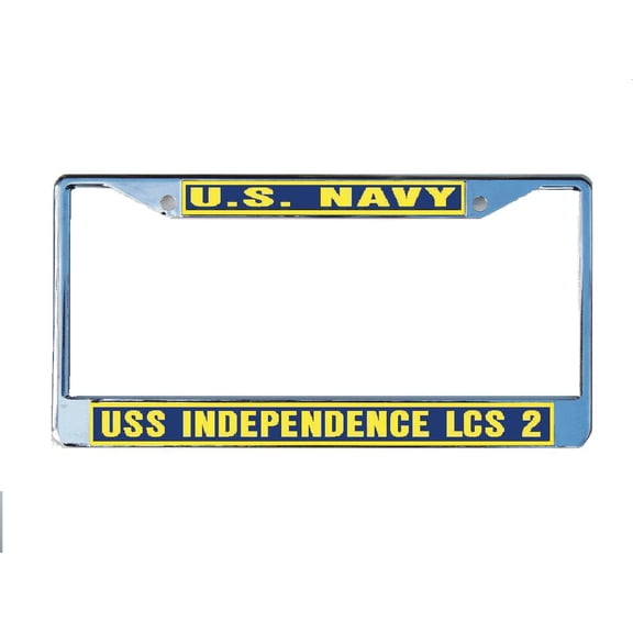 USS INDEPENDENCE LCS 2 License Plate Frame Chrome Metal Military Navy USN Car Truck RV F001.
