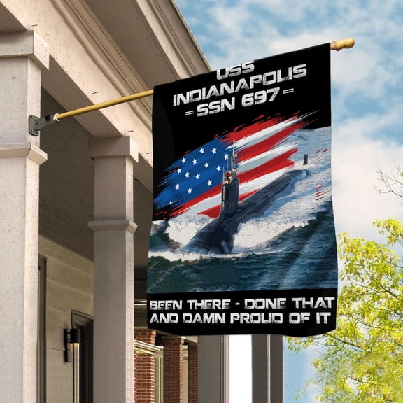 USS-INDIANAPOLIS-SSN-697 Veterans Day, Flag Ship 4th of July , Patriotic Flag House Flag, Double-Sided Decorative Outdoor Flag, Polyester Yard Flag 29.5 x 39.5 in