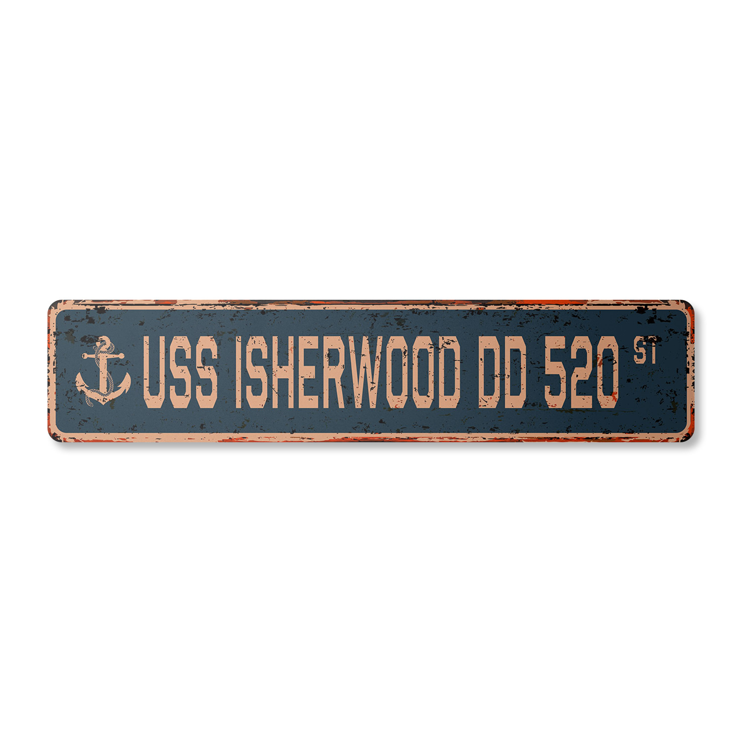 USS ISHERWOOD DD 520 Vintage Aluminum Street Sign us navy ship veteran