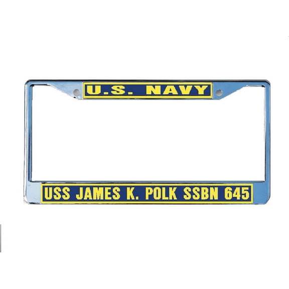 USS JAMES K POLK SSBN 645 License Plate Frame Chrome Metal Military Navy USN Car Truck RV F001.