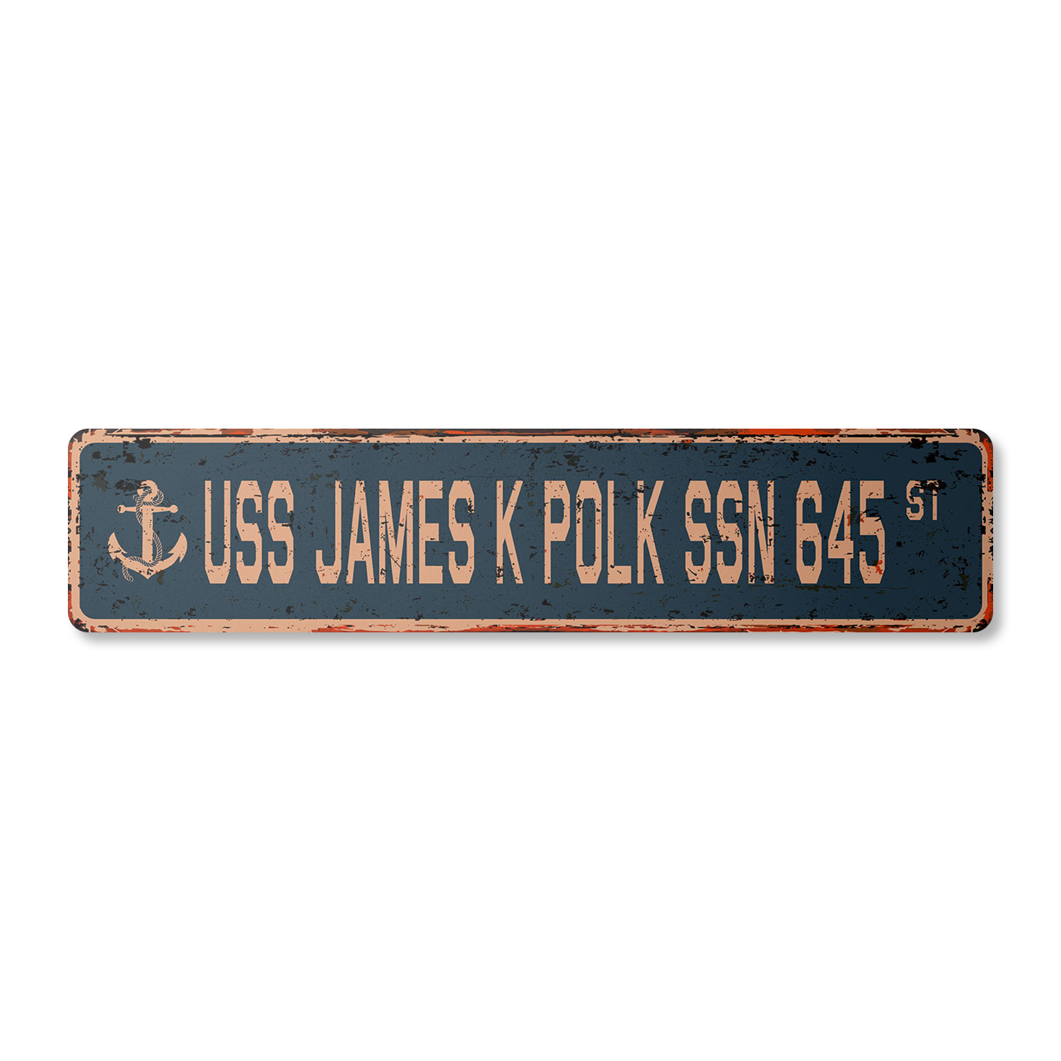 USS JAMES K POLK SSN 645 Vintage Aluminum Street Sign us navy ship ...