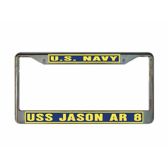 USS JASON AR 8 License Plate Frame Gold Chrome Metal Military Navy USN Car Truck RV F001