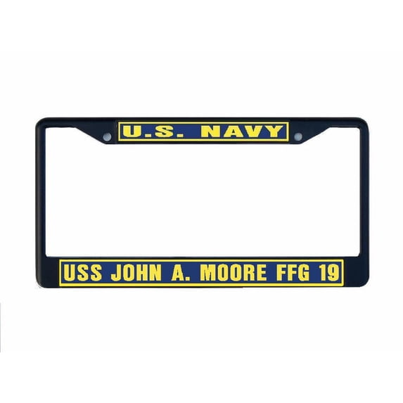 USS JOHN A MOORE FFG 19 License Plate Frame Black Metal Military Navy USN Car Truck RV F001