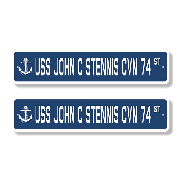 USS JOHN C STENNIS CVN 74 Classic Street Sign (2 Pack) us navy ship veteran sailor gift Road Sign | 6" X 24" Aluminum Metal Address Sign