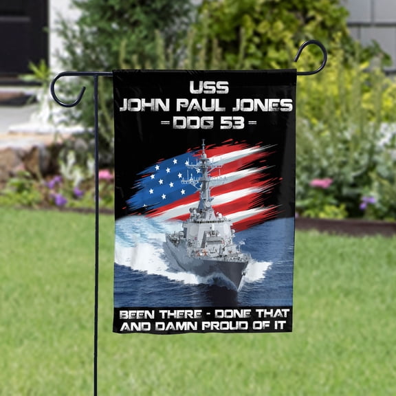 USS-JOHN-PAUL-JONES-DDG-53 Veterans Day, Flag Ship 4th of July , Patriotic Flag Garden Flag (11.5x17.5) Double Sided-USA Flags Premium Polyester-Decorative Indoor Outdoor Flag