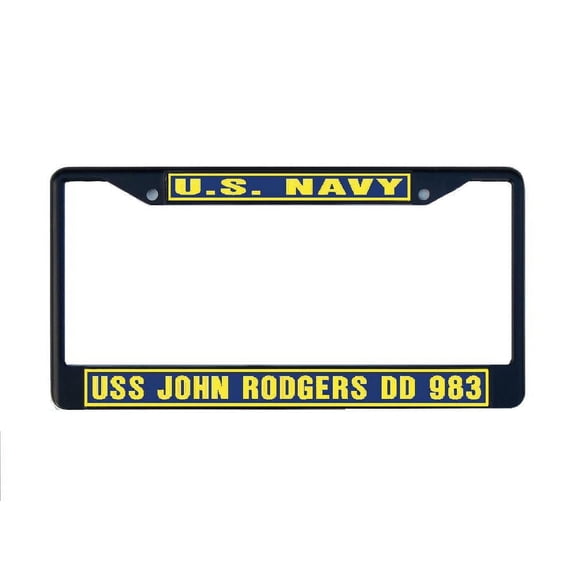USS JOHN RODGERS DD 983 License Plate Frame Black Metal Military Navy USN Car Truck RV F001