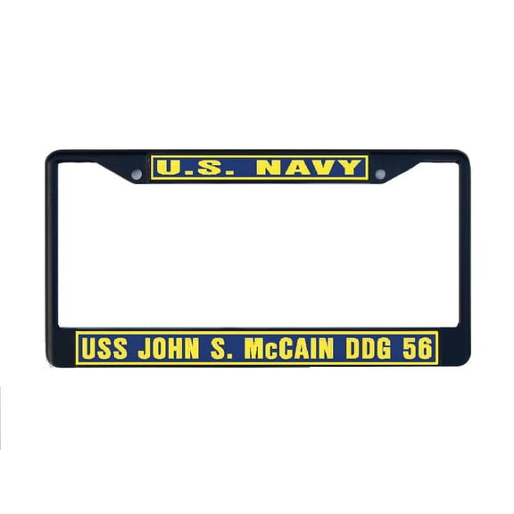 USS JOHN S McCAIN DDG 56 License Plate Frame Black Metal Military Navy USN Car Truck RV F001