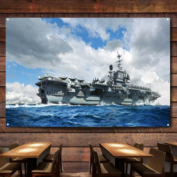 USS John F. Kennedy (CV-67) Aircraft Carrier Battleship Wall Art Banners Hanging Flags Wall Chart Warship Art Poster Canvas Print Art Painting Home Decor Tapestry Best Gifts,38X57 inches