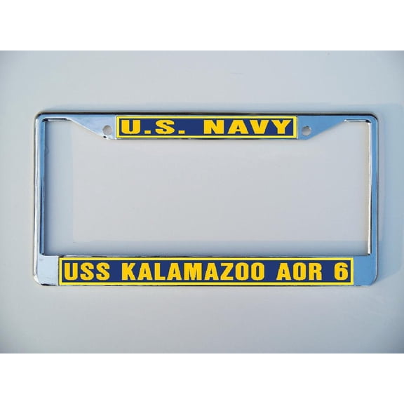 USS KALAMAZOO AOR 6 License Plate Frame Chrome Metal Military Navy USN Car Truck RV F001.