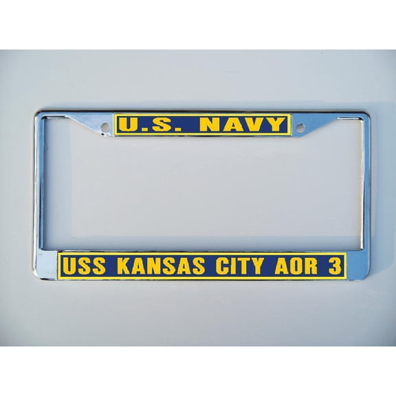 USS KANSAS CITY AOR 3 License Plate Frame Chrome Metal Military Navy USN Car Truck RV F001.