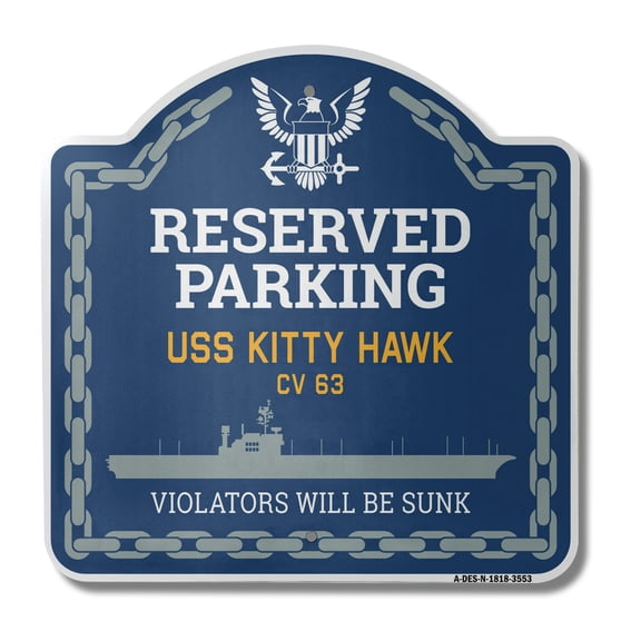 USS KITTY HAWK CV 63 | 18" X 18" Heavy-Gauge Aluminum Architectural Sign | SignMission Designer Navy Ship Sign veteran sailor gift | Made in the USA
