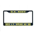 thumbnail image 1 of USS L Y SPEAR AS 36 License Plate Frame Black Metal Military Navy USN Car Truck RV F001, 1 of 1