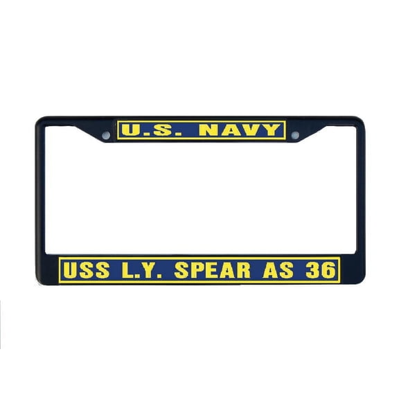 USS L Y SPEAR AS 36 License Plate Frame Black Metal Military Navy USN Car Truck RV F001