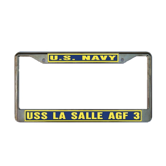 USS LA SALLE AGF 3 License Plate Frame Gold Chrome Metal Military Navy USN Car Truck RV F001