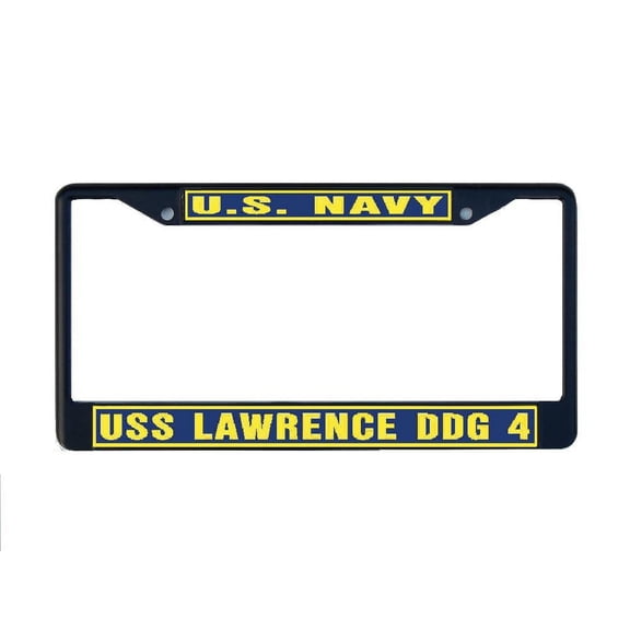 USS LAWRENCE DDG 4 License Plate Frame Black Metal Military Navy USN Car Truck RV F001