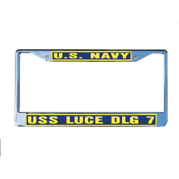 USS LUCE DLG 7 License Plate Frame Chrome Metal Military Navy USN Car Truck RV F001.