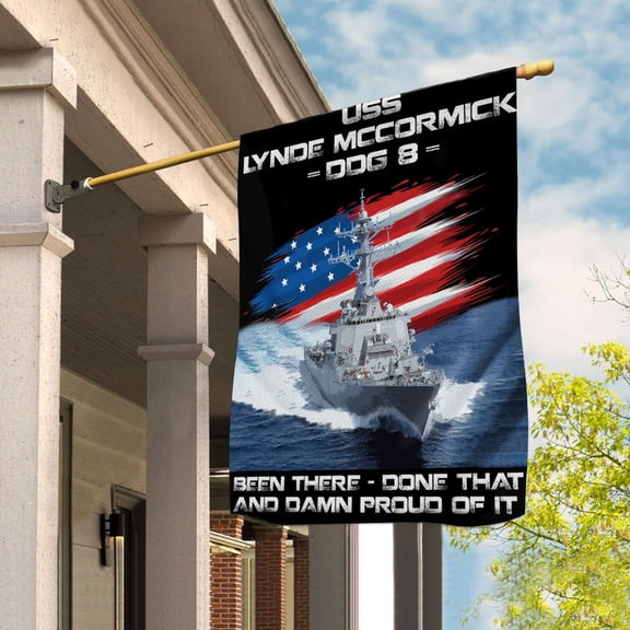 USS-LYNDE-MCCORMICKS-DDG-8-1 Veterans Day, Flag Ship 4th of July , Patriotic Flag House Flag (29.5x39.5) Double Sided-USA Flags Premium Polyester-Decorative Indoor Outdoor Flag