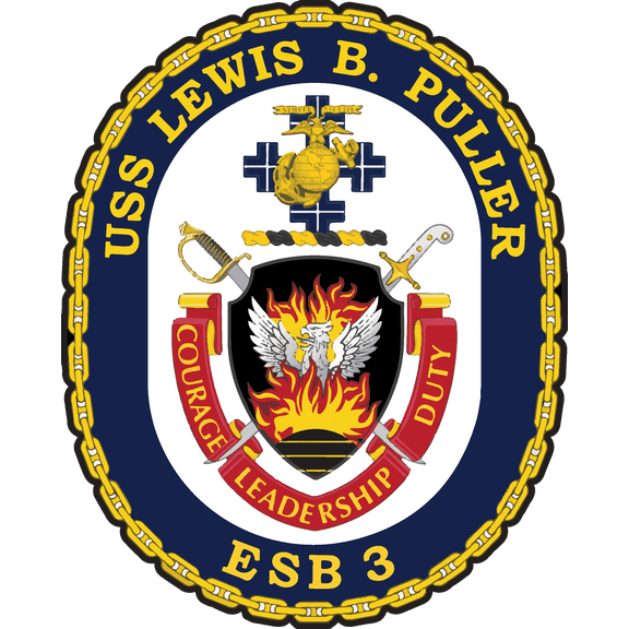 USS Lewis B. Puller ESB-3 Badge Sticker Decal Lewis B. Puller Class Expeditionary Mobile Base Car Sticker Bumper Sticker for Car Emblem - 4 inch