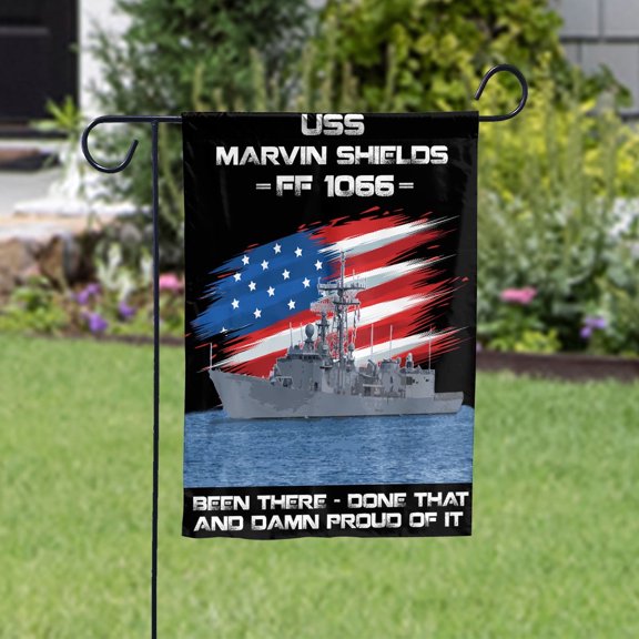 USS-MARVIN-SHIELDS-FF-1066 Veterans Day, Flag Ship 4th of July , Patriotic Flag Garden Flag, Double-Sided Decorative Outdoor Flag, Patriotic Polyester Yard Flag 11.5 x 17.5 in