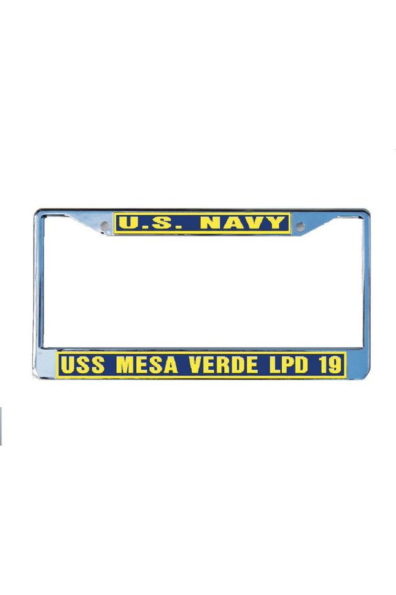 USS MESA VERDE LPD 19 License Plate Frame Chrome Metal Military Navy USN Car Truck RV F001.
