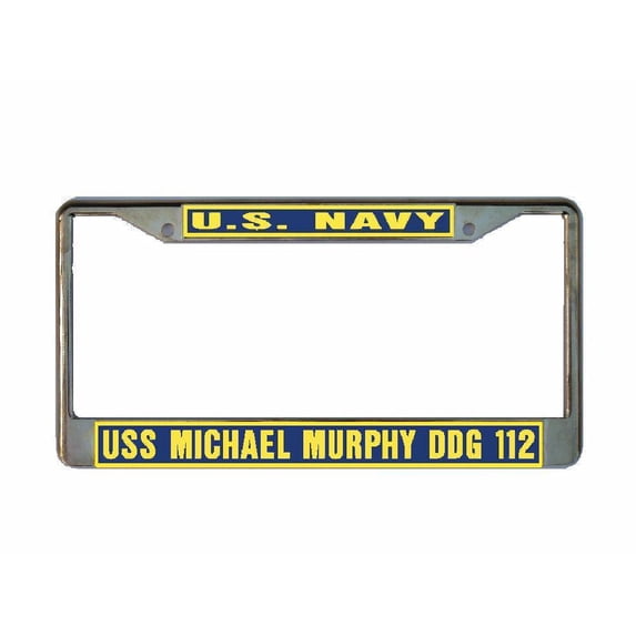 USS MICHAEL MURPHY DDG 112 License Plate Frame Gold Chrome Metal Military Navy USN Car Truck RV F001