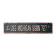 thumbnail image 1 of USS MICHIGAN SSBN 727 Vintage Plastic Street Sign us navy ship veteran sailor gift | Indoor/Outdoor | 18" Wide, 1 of 4
