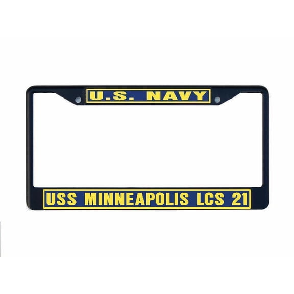 USS MINNEAPOLIS LCS 21 License Plate Frame Black Metal Military Navy USN Car Truck RV F001
