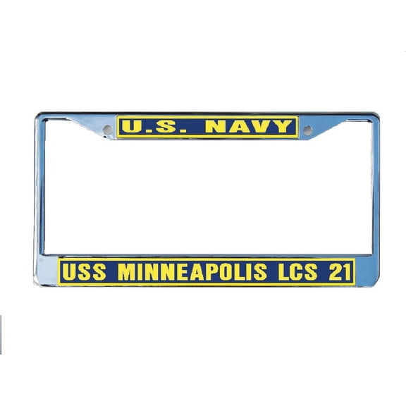 USS MINNEAPOLIS LCS 21 License Plate Frame Chrome Metal Military Navy USN Car Truck RV F001.