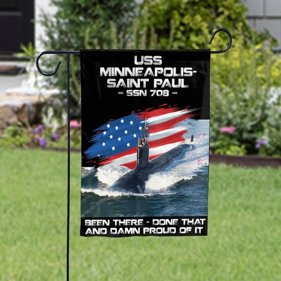 USS-MINNEAPOLIS-SAINT-PAUL-SSN-708 Veterans Day, Flag Ship 4th of July , Patriotic Flag Garden Flag (11.5x17.5) Double Sided-USA Flags Premium Polyester-Decorative Indoor Outdoor Flag