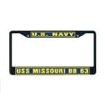thumbnail image 1 of USS MISSOURI BB 63 License Plate Frame Black Metal Military Navy USN Car Truck RV F001, 1 of 1