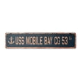 thumbnail image 1 of USS MOBILE BAY CG 53 Vintage Aluminum Street Sign us navy ship veteran sailor rustic metal tin gift | Indoor/Outdoor | 24" Wide, 1 of 4