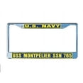 thumbnail image 1 of USS MONTPELIER SSN 765 License Plate Frame Chrome Metal Military Navy USN Car Truck RV F001., 1 of 1