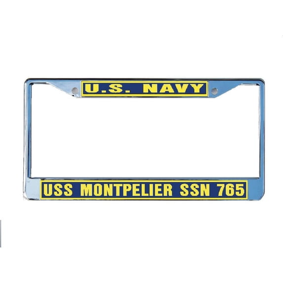 USS MONTPELIER SSN 765 License Plate Frame Chrome Metal Military Navy USN Car Truck RV F001.