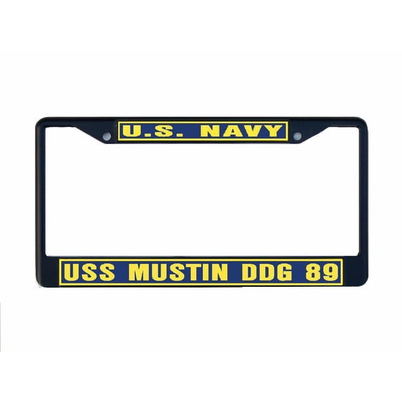 USS MUSTIN DDG 89 License Plate Frame Black Metal Military Navy USN Car Truck RV F001