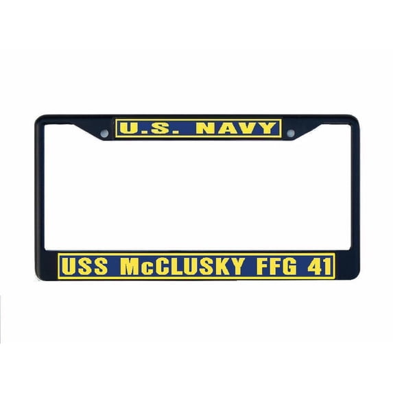 USS McCLUSKY FFG 41 License Plate Frame Black Metal Military Navy USN Car Truck RV F001