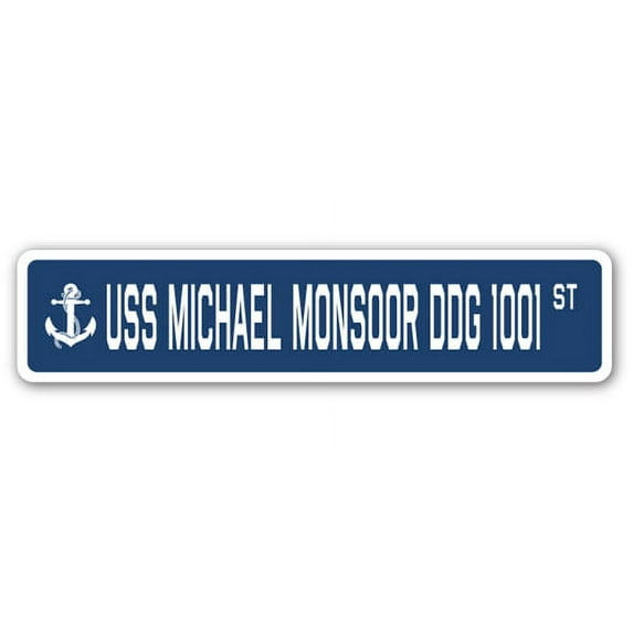 USS Michael Monsoor Ddg 1001 Street [3 Pack] of Vinyl Decal Stickers | Indoor/Outdoor | Funny decoration for Laptop, Car, Garage , Bedroom, Offices | SignMission
