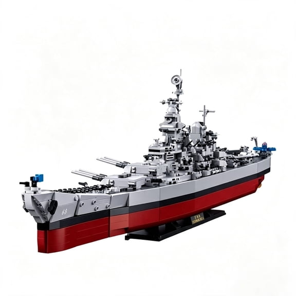 USS Missouri BB-63 Battleship Building Kit, 2228 PCS Warship Model, Military Navy Ship Construction Set, Compatible with Aircraft Carrier, 77cm Display
