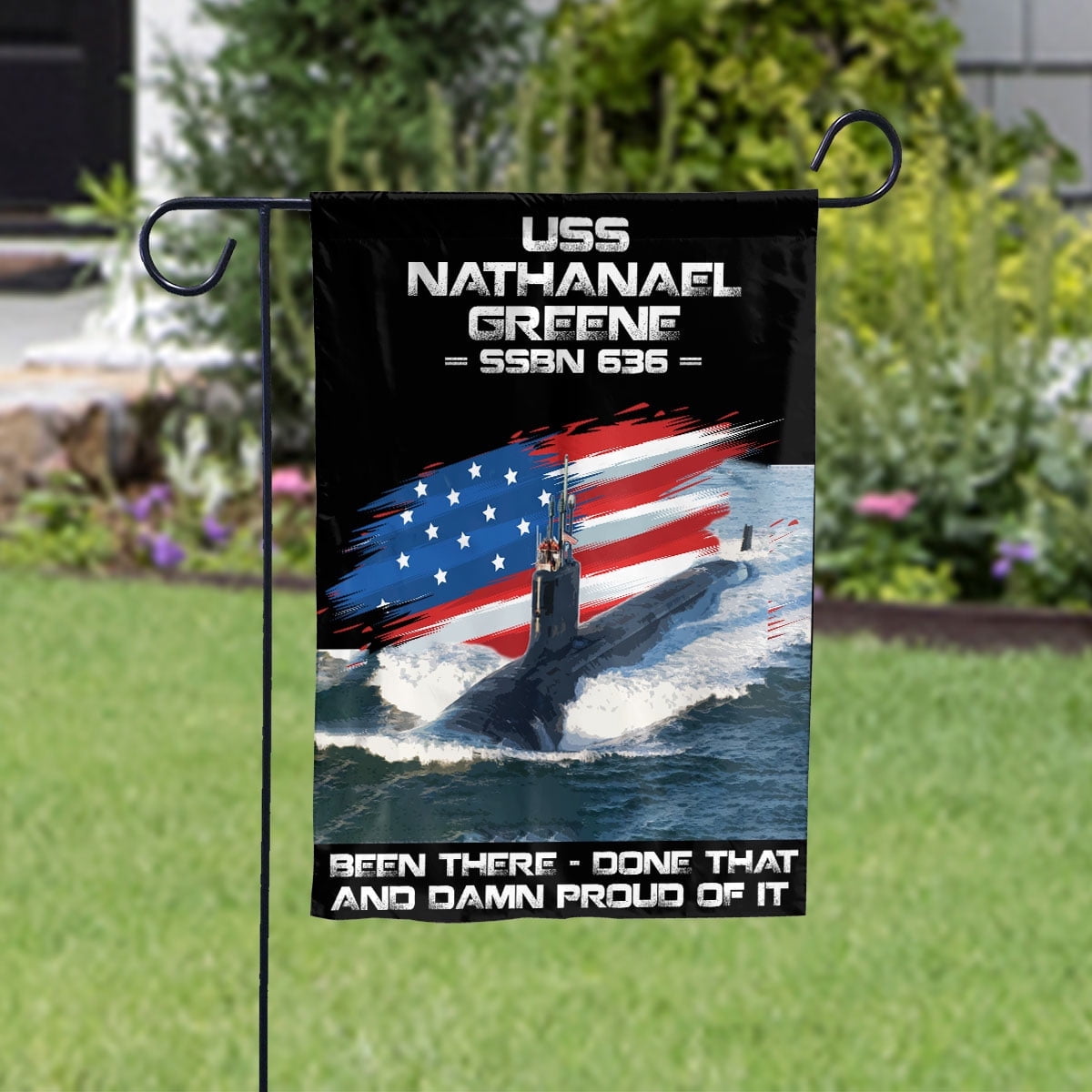 USS-NATHANAEL-GREENE-SSBN-636 Veterans Day, Flag Ship 4th of July , Patriotic Flag Garden Flag, Double-Sided Decorative Outdoor Flag, Patriotic Polyester Yard Flag 12 x 18 in
