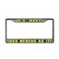 thumbnail image 1 of USS NEREUS AS 17 License Plate Frame Gold Chrome Metal Military Navy USN Car Truck RV F001, 1 of 1