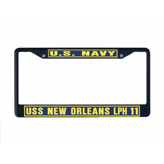USS NEW ORLEANS LPH 11 License Plate Frame Black Metal Military Navy USN Car Truck RV F001