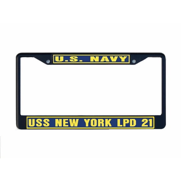 USS NEW YORK LPD 21 License Plate Frame Black Metal Military Navy USN Car Truck RV F001