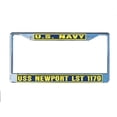 thumbnail image 1 of USS NEWPORT LST 1179 License Plate Frame Chrome Metal Military Navy USN Car Truck RV F001., 1 of 1