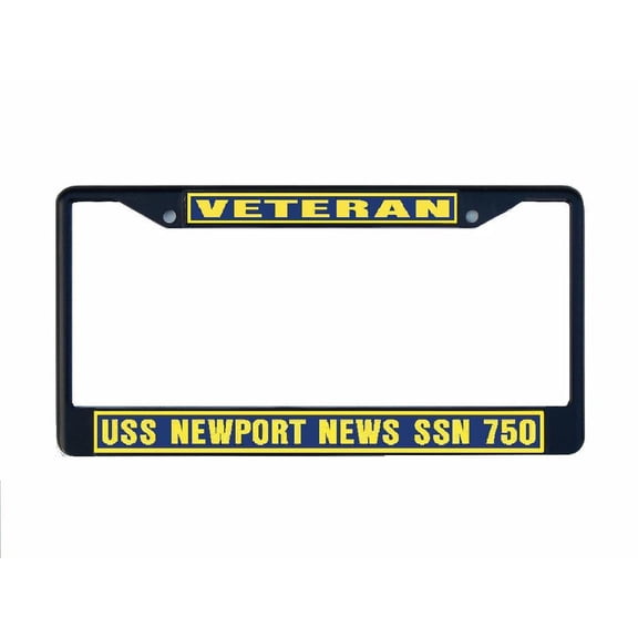 USS NEWPORT NEWS SSN 750 License Plate Frame Black Metal Military Navy USN Car Truck RV F001