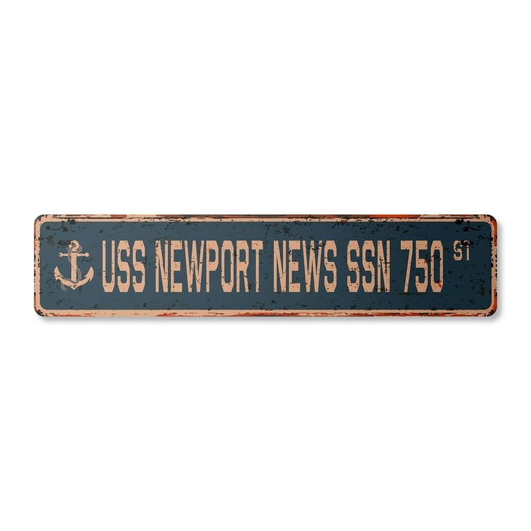 USS NEWPORT NEWS SSN 750 Vintage Plastic Street Sign us navy ship