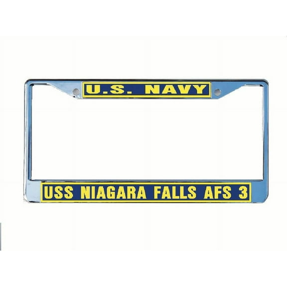 USS NIAGARA FALLS AFS 3 License Plate Frame Chrome Metal Military Navy USN Car Truck RV F001