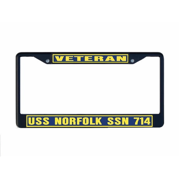 USS NORFOLK SSN 714 License Plate Frame Black Metal Military Navy USN Car Truck RV F001