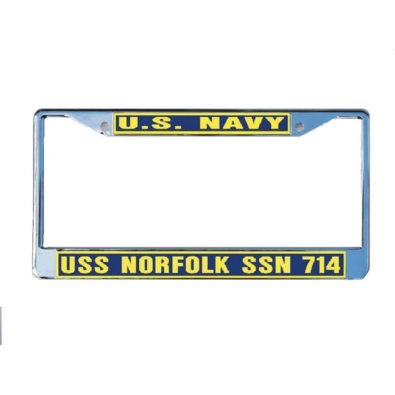 USS NORFOLK SSN 714 License Plate Frame Chrome Metal Military Navy USN Car Truck RV F001.