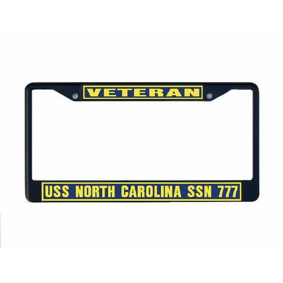 USS NORTH CAROLINA SSN 777 License Plate Frame Black Metal Military Navy USN Car Truck RV F001