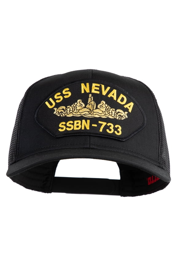 USS Nevada Submarine SSBN-733 Patched Solid Cotton Twill Mesh Prostyle Cap - Black OSFM